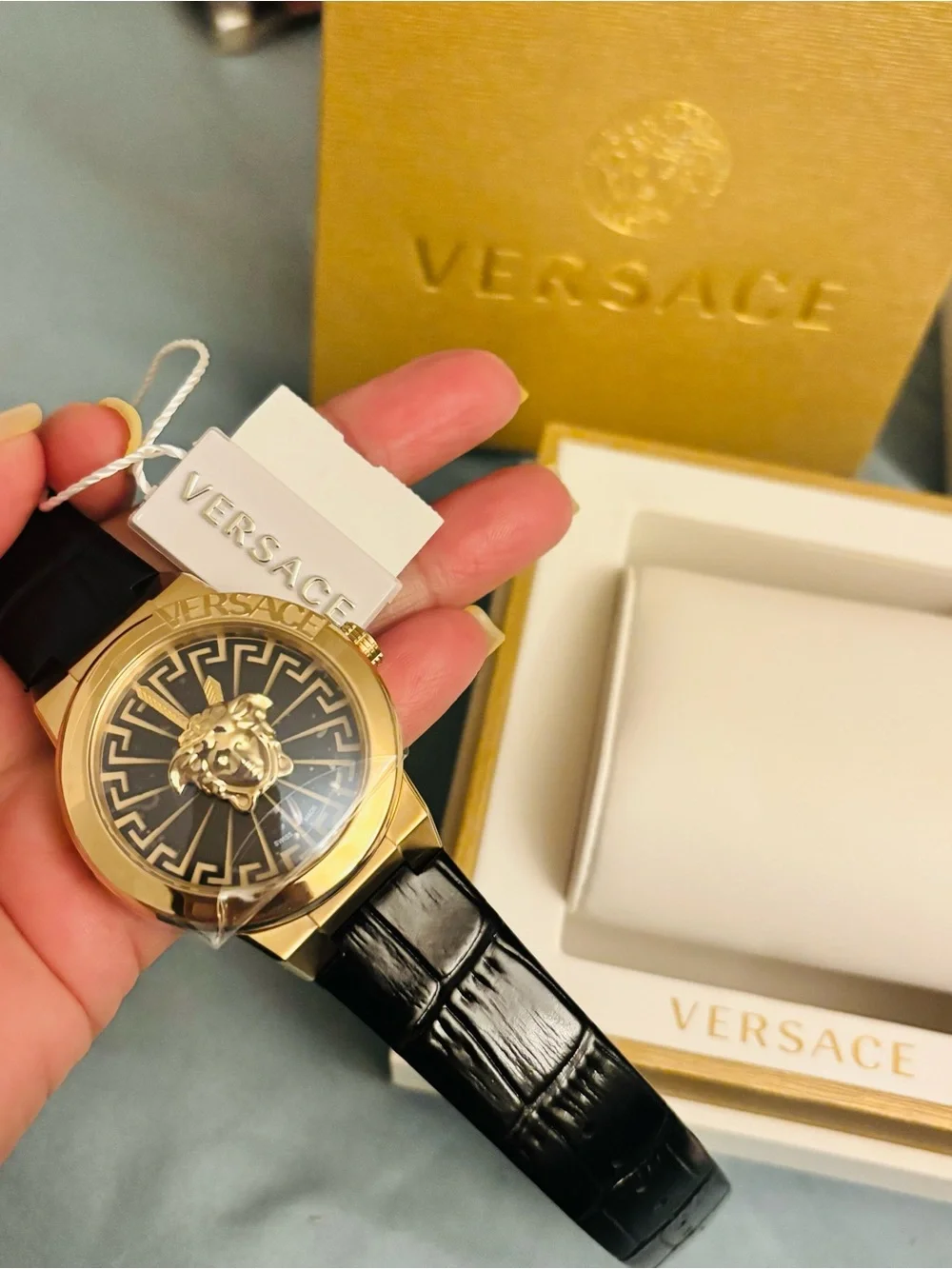 Versace Men's Gold and Black Medusa Motif Watch